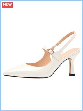 Womens Slingback Kitten Heels Pointed Toe Pumps Buckle Strap